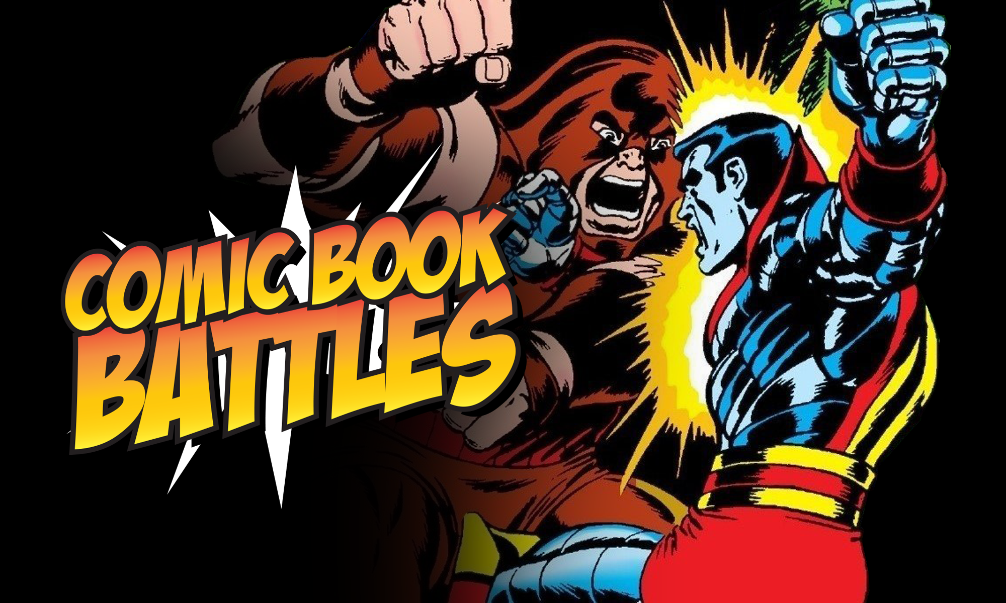 Comic Book Battles showing Juggernaut fighting Colossus from Marvel Comic's Uncanny X-Men